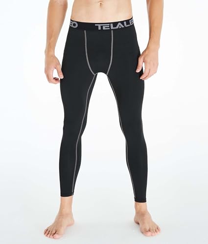 TELALEO 5 Pack Men's Compression Pants for Workout, Running,Basketball,Football-Sports Baselayer Leggings L