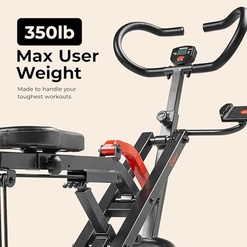 Sunny Health & Fitness Smart Heavy Duty Row-N-Ride, Squat Assist Trainer for Full Body Workout, 350 LB Capacity, 5-Level Resistance, Padded Seat, and Free SunnyFit App Connection – NO. 077PLUSSMART
