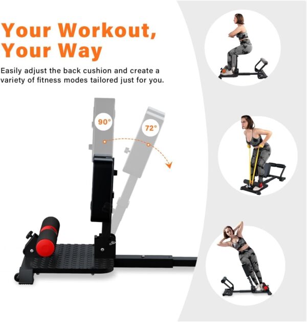 Squat Machine, Sissy Squat Machine Home for Deep Sissy Squats, Ab Workout Equipment, Roman Chair, Sit-ups, Core Exercise Machine with Resistance Bands for Home Gym Workout Station(Black)