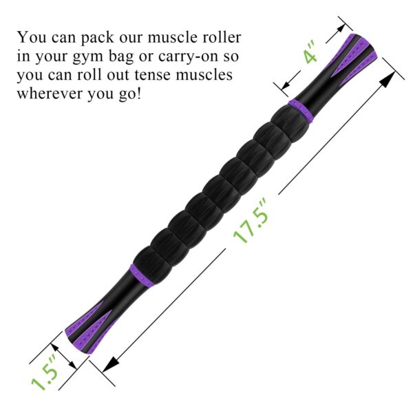 MZDXJ Muscle Roller Massage Roller Stick- Deep Tissue Fascia Blaster for Myofascial Pain Relief, Lymphatic Drainage & Body Sculpting, Handheld Physical Therapy & Recovery Tool (Purple Black-18 inch)