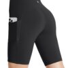 baleaf Biker Shorts for Women Workout Yoga Gym Spandex Running Volleyball Tummy Control Compression with Pockets 8" Black M