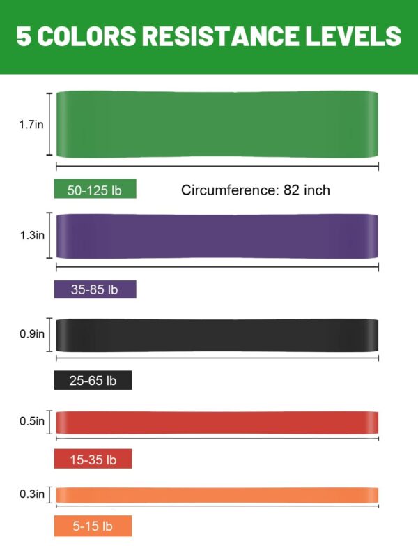 61J6US-H8GL Resistance Bands, Pull Up Assist Bands - Workout Bands, Eexercise Bands for Working Out, Fitness, Training, Physical Therapy for Men Women - Multicolor