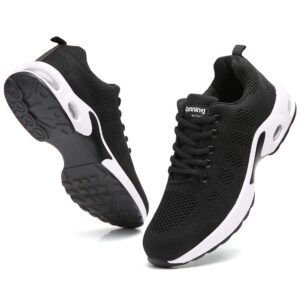 61RiSbg-UNL Ezkrwxn Women Sport Running Shoes Athletic Tennis Walking Sneakers Mesh Breathable Comfort Gym Runner Jogging Shoes Black White Size 9.5