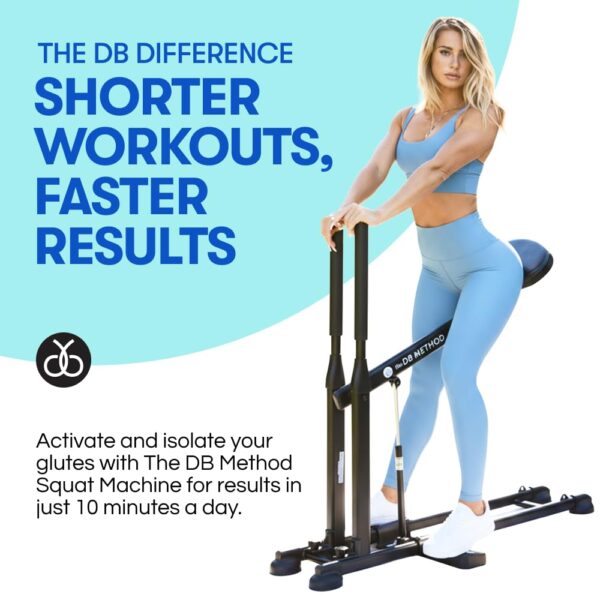 61SC6Pf8FVL The DB Method Squat Machine, Glute-Focused Deep Squat Machine for Women, Low-Impact Workout Equipment for Home Gym, Total-Body Fitness Trainer, Compact & Foldable, Easy Setup, 275 lb Capacity