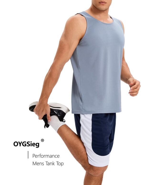 OYGSieg 6 Pack Men's Quick Dry Workout Tank Tops Breathable Gym Sleeveless Muscle Shirts for Active Men SetA L