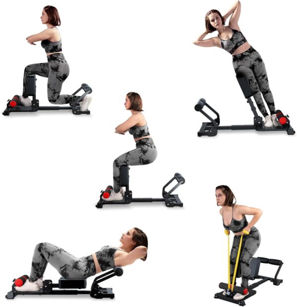 Squat Machine, Sissy Squat Machine Home for Deep Sissy Squats, Ab Workout Equipment, Roman Chair, Sit-ups, Core Exercise Machine with Resistance Bands for Home Gym Workout Station(Black)