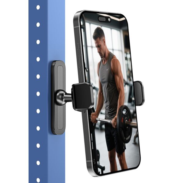 APPS2Car Magnetic Phone Holder for Gym, Alloy Base and Joint for Strong Hold, 360° Adjustable, Compatible with 4.7-6.5 Inch iPhone & Android Phones, Secure Workout Equipment Accessory for Men Women