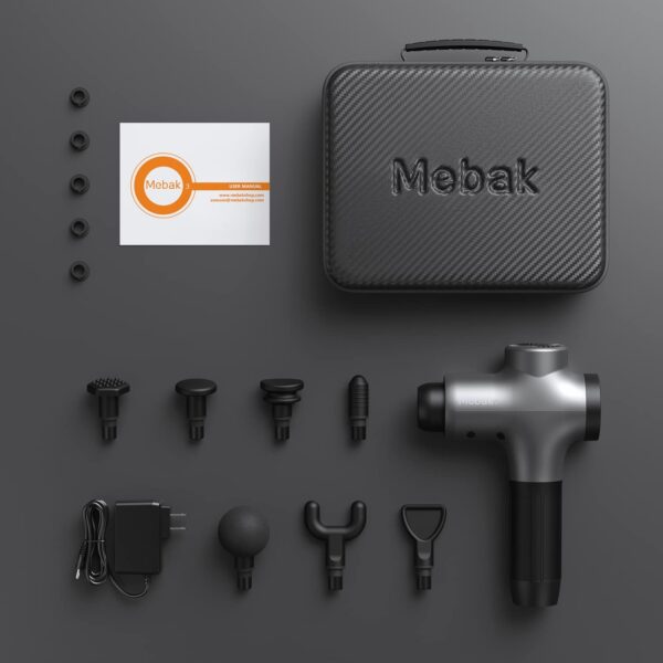 Mebak 3 Massage Gun, Massage Gun Deep Tissue for Athletes, Professional Muscle Percussion Massager, Massager for Shoulder Leg Back Body Pain Relief, Quiet Portable Sport Tool, Gifts for Him