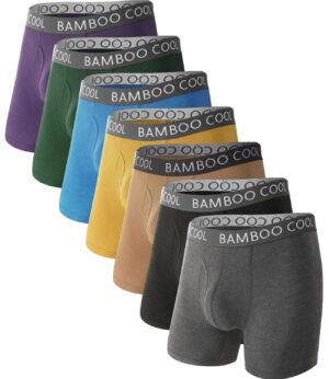 BAMBOO COOL Men's Ultra ComfortSoft Underwear, Moisture Wicking & Breathable No Ride Up Boxer Briefs with Fly, Multipack