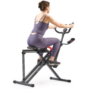 Sunny Health & Fitness Smart Heavy Duty Row-N-Ride, Squat Assist Trainer for Full Body Workout, 350 LB Capacity, 5-Level Resistance, Padded Seat, and Free SunnyFit App Connection – NO. 077PLUSSMART