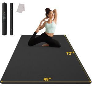 7134d-6GguL CAMBIVO Large Yoga Mat (6'x 4'), Extra Wide Workout Mat for Men and Women, 1/3 &1/4 Thick Exercise Fitness TPE Mat for Home Gym, Yoga, Pilates, Workout (Black),6mm