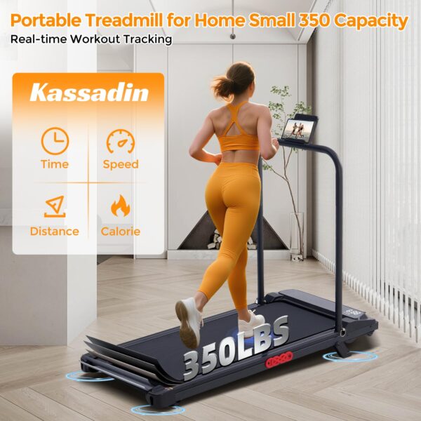 KASSADIN Walking Pad with Handle Bar, 2026 Upgrade Portable Small Treadmill with Handles for Home Small, 3.0HP Under Desk Walking Pad Treadmill with Incline, 0.6-7.6MPH, 350LBS
