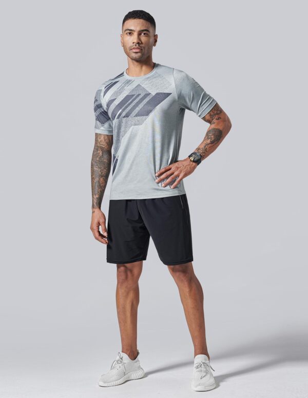 5 Pack Men’s Active Quick Dry Crew Neck T Shirts | Athletic Running Gym Workout Short Sleeve Tee Tops Bulk (Set 3, Large)