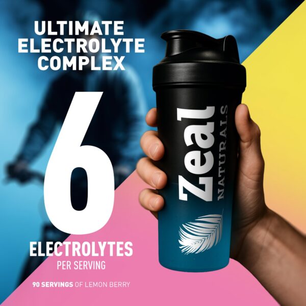 Zeal Electrolyte Powder - 90 Servings | Keto Electrolytes Powder | Zero Sugar, BCAAs, B-Vitamins | Potassium, Zinc, Magnesium | Hydration Powder Recovery Drink | Lemon Berry