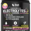 Zeal Electrolyte Powder - 90 Servings | Keto Electrolytes Powder | Zero Sugar, BCAAs, B-Vitamins | Potassium, Zinc, Magnesium | Hydration Powder Recovery Drink | Lemon Berry