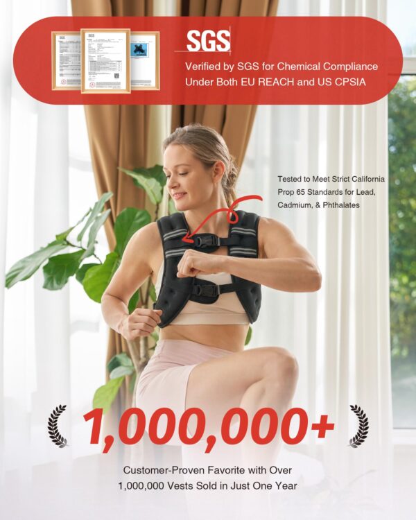 ZELUS Weighted Vest, 6lb/8lb/12lb/16lb/20lb/25lb/30lb Weight Vest with Reflective Stripe for Workout, Strength Training, Running, Fitness, Muscle Building, Weight Loss, Weightlifting, Black(16 lb)