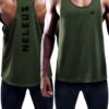 NELEUS Men's 3 Pack Dry Fit Y-Back Muscle Tank Workout Gym Shirt,5031,Black,Grey,Olive Green,M