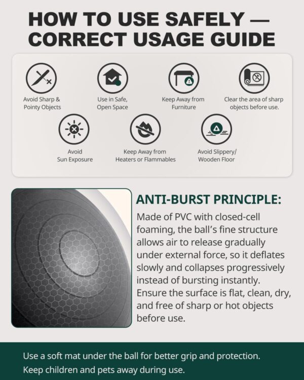 Trideer Exercise Ball for Yoga, Pilates & Fitness – Stability Ball Equipment for Home Gym & Office Chair, Core & Balance Training Accessories, Physical Therapy Equipment, Quick Pump Included, 5 Sizes