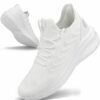 71B517TVgEL Pujcs Womens Walking Shoes Lightweight Tennis Shoes Breathable Running Shoes Non Slip Sneakers Gym Workout Mesh Sneakers White Size 7