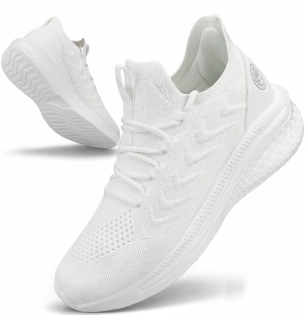 71B517TVgEL Pujcs Womens Walking Shoes Lightweight Tennis Shoes Breathable Running Shoes Non Slip Sneakers Gym Workout Mesh Sneakers White Size 7