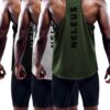 NELEUS Men's 3 Pack Dry Fit Y-Back Muscle Tank Workout Gym Shirt,5031,Black,Grey,Olive Green,M