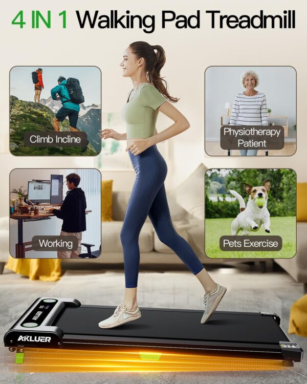 AKLUER Walking Pad with Incline, Walking Treadmills for Home, 2.5 HP Under Desk Treadmill Small with Remote Control, Walking Pad Small Treadmill with LED Display