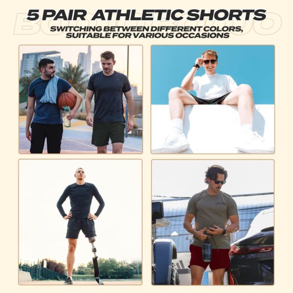 71DE9lwqvaL BOOJO 5 Pack Athletic Gym Mens Shorts - Workout Black Quick Dry Basketball Shorts with Pockets for Running Casual Activewear