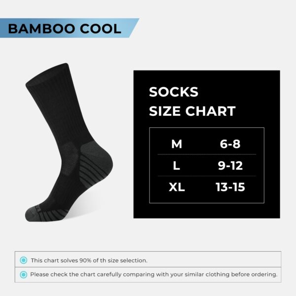 71FsEO4w3AL BAMBOO COOL Men's Crew Socks Athletic Running Sports Socks, Cushioned Moisture Wicking, Breathable Arch Support 6 Pack Black