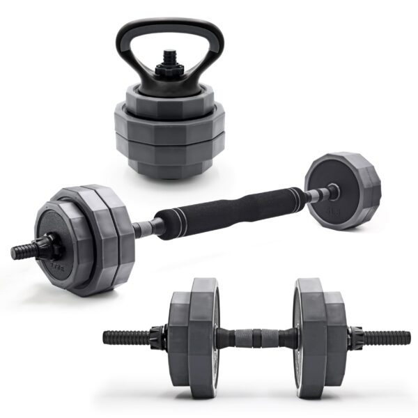CAP Barbell 66 lb Multi-Use Adjustable Weight Set - Versatile Dumbbell, Barbell & Kettlebell for Full-Body Workouts | Gray