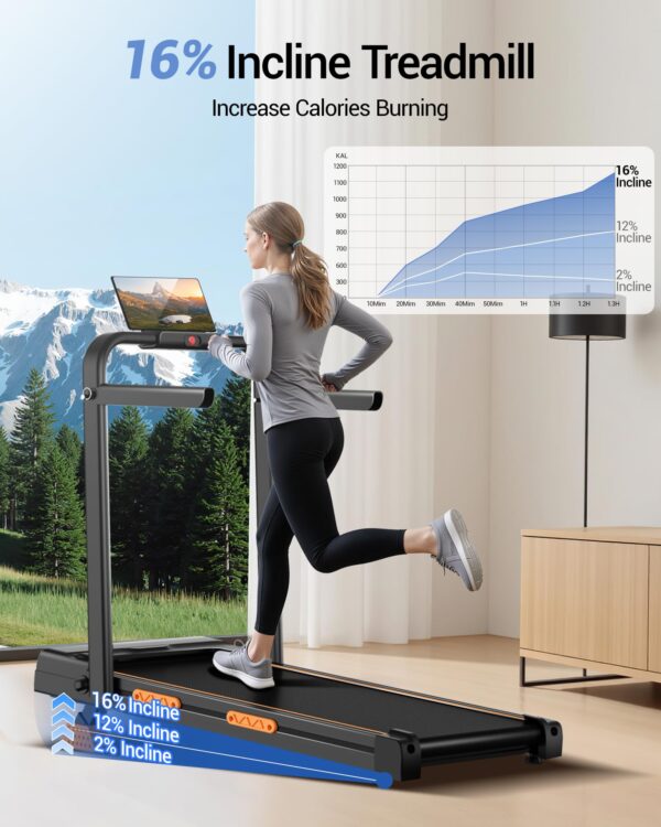 16% Incline Walking Pad Treadmills for Home Small, 4-in-1 Under Desk Treadmill with Handles, Foldable Treadmill with 2.5 HP Quiet Brushless, 330 LBS Capacity