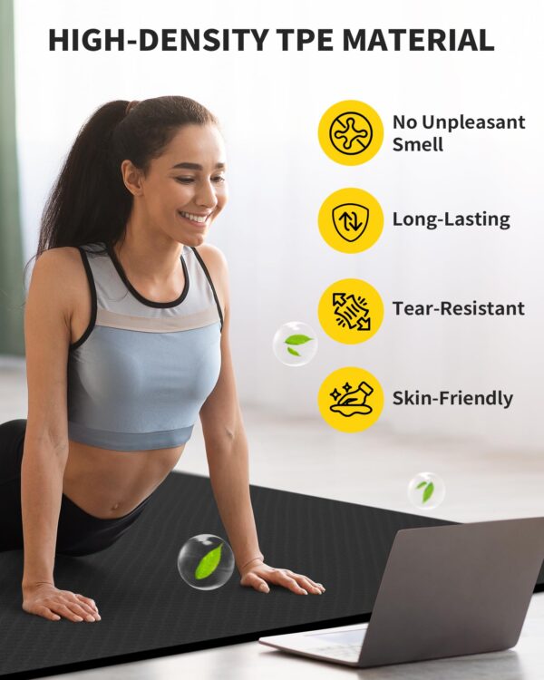 CAMBIVO Large Yoga Mat (6'x 4'), Extra Wide Workout Mat for Men and Women, 1/3 &1/4 Thick Exercise Fitness TPE Mat for Home Gym, Yoga, Pilates, Workout (Black),6mm