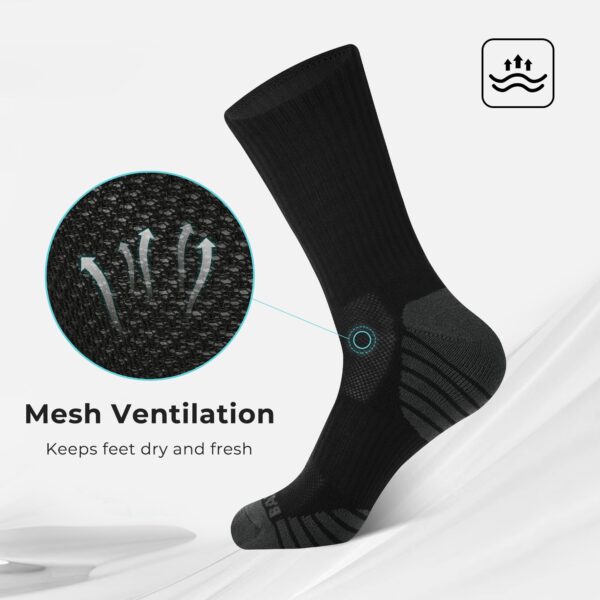 71L3QDRgYjL BAMBOO COOL Men's Crew Socks Athletic Running Sports Socks, Cushioned Moisture Wicking, Breathable Arch Support 6 Pack Black