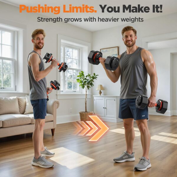 Adjustable Dumbbells Set 25LB, Weights Dumbbells Set 5/10/15/20/25lbs, Anti-Slip Handle for Exercise Fitness Workout Adjustable dumbbell set 2 (25, Pounds)