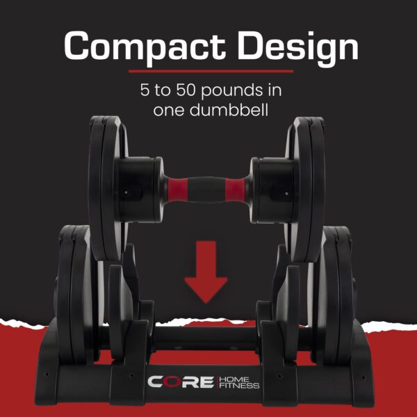 Core Fitness® Adjustable Dumbbell Weight Set By Affordable Dumbbells - Adjustable Weights - Space Saver - Weights - Dumbbells For Your Home -