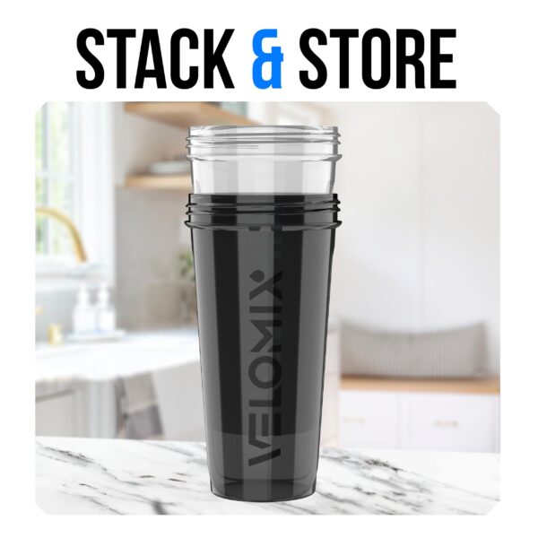 VELOMIX -2 Pack- 28 oz Protein Shaker Bottles for Protein Mixes - 2x Wire Whisk | Leak Proof Shaker Cups for Protein Shakes | Protein Shaker Bottle Pack (Black/Transparent)