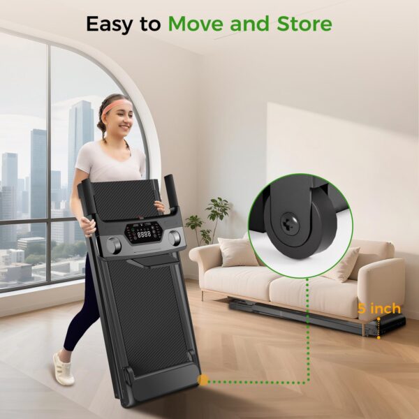 Portable Treadmill with Incline, 3.0HP Walking Pad with Handle Bar, 3-in-1 Foldable Treadmill for Home Office Small Space with Quiet Brushless, 300 LBS Capacity