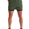 Pudolla Men’s 2 in 1 Running Shorts 5" Quick Dry Gym Athletic Workout Shorts for Men with Phone Pockets(Dark Green Medium)