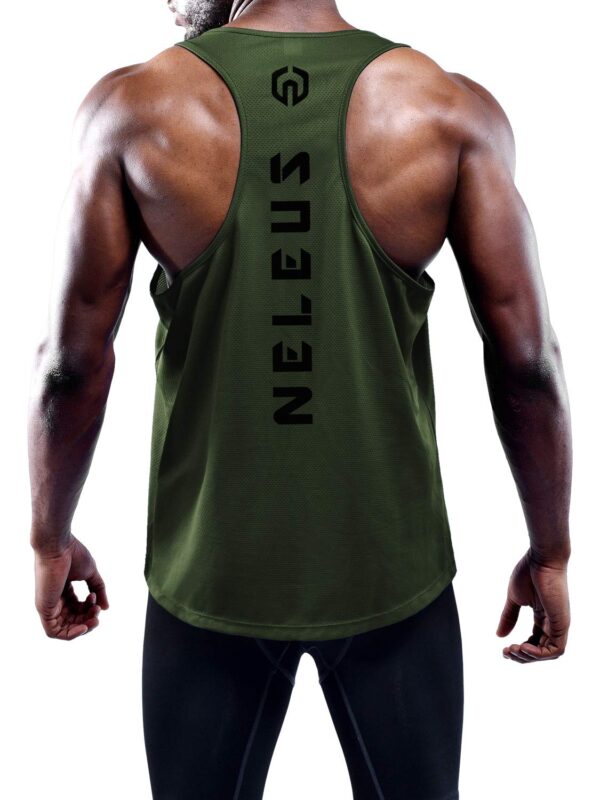 NELEUS Men's 3 Pack Dry Fit Y-Back Muscle Tank Workout Gym Shirt,5031,Black,Grey,Olive Green,M