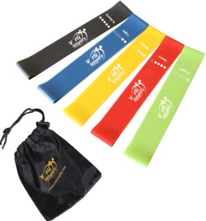 71S4-NjoTDL Fit Simplify Resistance Loop Exercise Bands with Instruction Guide and Carry Bag, Set of 5