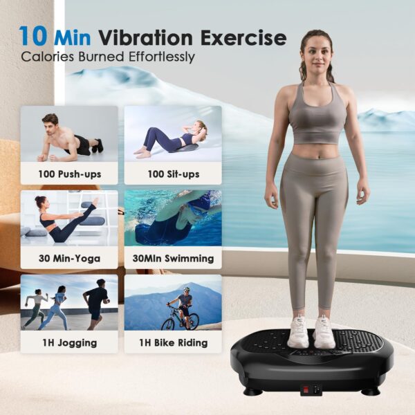 Natini Vibration Plate Exercise Machine - Whole Body Workout Vibration Platform Lymphatic Drainage Machine for Weight Loss Home Fitness with Resistance Bands Remote - Black