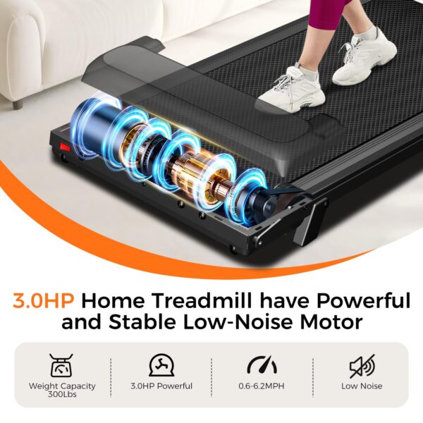 Aiteid Treadmill with Incline,3.0HP Small Treadmills for Home,Portable Electric Treadmill with Handles,Lightweight Walking Pad,Compact Running Treadmills,Walking Pad with Handle,300LBS Capacity(Black)