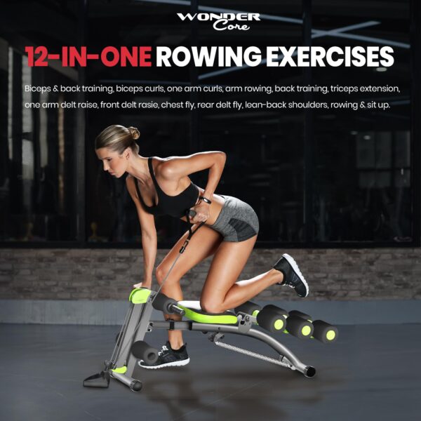 Wonder Core V2 Total Gym Machine, Ab Workout Equipment, Adjustable Ab Machine for Stomach Workout, Sit Up Exercise Equipment for Home Workouts, Abdominal Trainer, Ab Lounger Exercise Chair (Green)