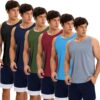 OYGSieg 6 Pack Men's Quick Dry Workout Tank Tops Breathable Gym Sleeveless Muscle Shirts for Active Men SetA L