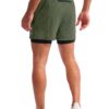Pudolla Men’s 2 in 1 Running Shorts 5" Quick Dry Gym Athletic Workout Shorts for Men with Phone Pockets(Dark Green Medium)