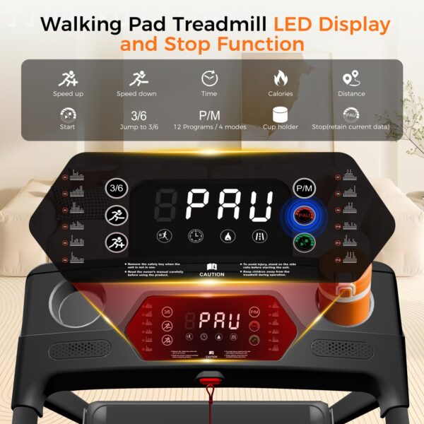 Aiteid Treadmill with Incline,3.0HP Small Treadmills for Home,Portable Electric Treadmill with Handles,Lightweight Walking Pad,Compact Running Treadmills,Walking Pad with Handle,300LBS Capacity(Black)