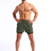 Pudolla Men’s 2 in 1 Running Shorts 5" Quick Dry Gym Athletic Workout Shorts for Men with Phone Pockets(Dark Green Medium)