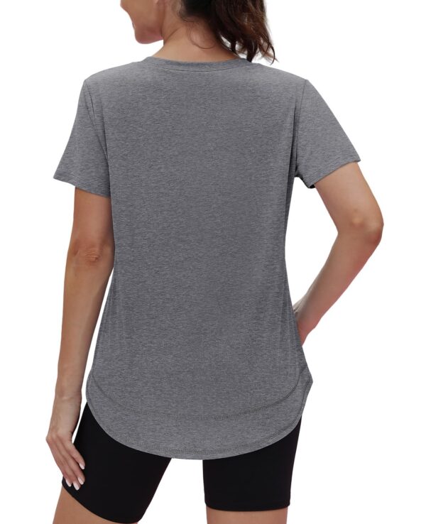 71ft9xOzsjL Summer Tops for Women 2026 Short Sleeve Workout Clothes Athletic Shirts Pilates Outfits Camisetas Deportivas para Mujer Grey L
