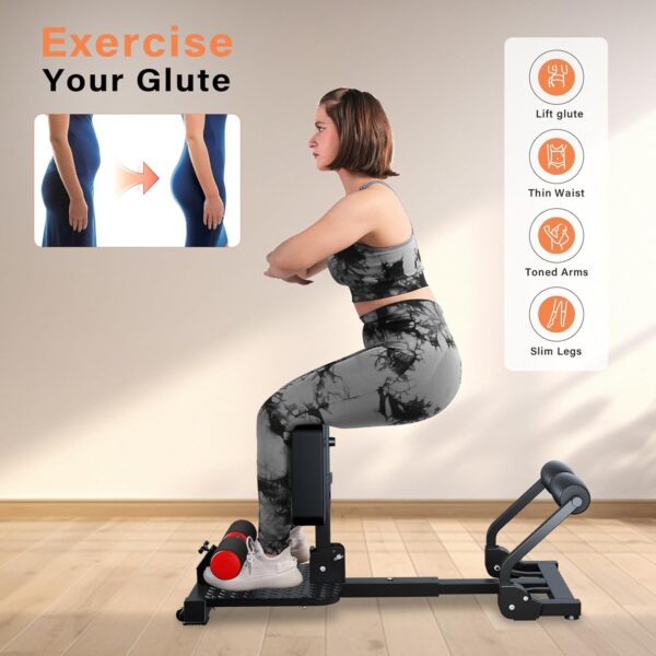 Squat Machine, Sissy Squat Machine Home for Deep Sissy Squats, Ab Workout Equipment, Roman Chair, Sit-ups, Core Exercise Machine with Resistance Bands for Home Gym Workout Station(Black)