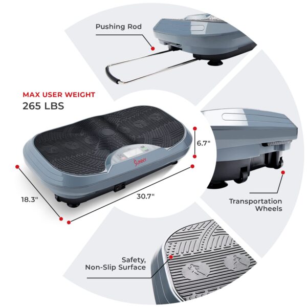 Sunny Health & Fitness Vibration Plate Exercise Machine with Remote & Resistance Bands, Fitboard 3D Vibration Plate Premium Total Body Shaker Platform for Toning, Sculpting & Recovery – SF-VP822057