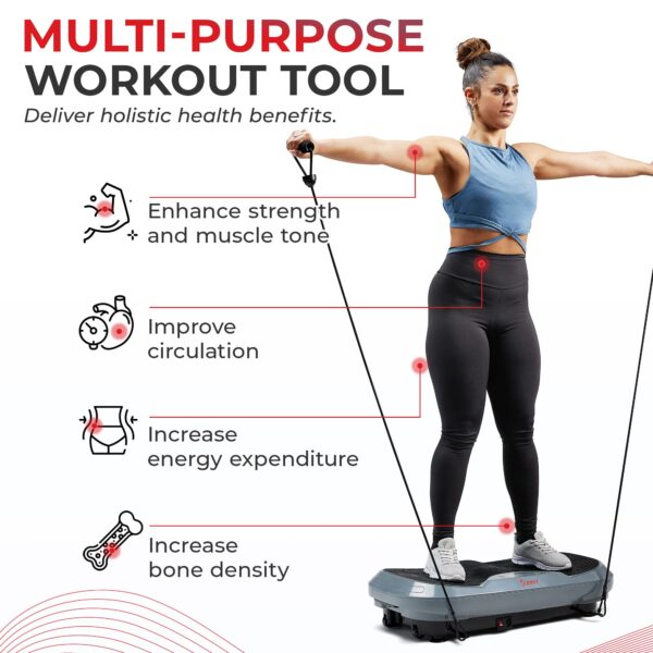 Sunny Health & Fitness Vibration Plate Exercise Machine with Remote & Resistance Bands, Fitboard 3D Vibration Plate Premium Total Body Shaker Platform for Toning, Sculpting & Recovery – SF-VP822057